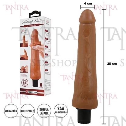 Vibrador color piel deslizante realista, vibraciones de varias velocidades y material TPR